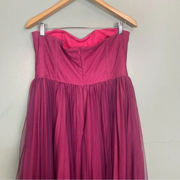 Anthropologie Hutch Calloway Strapless Bustier Tulle Maxi Dress Purple Red Sz 12 - Picture 6 of 8